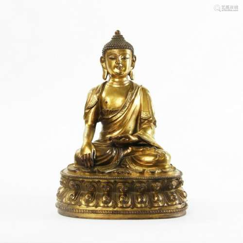 Sino Tibetan Gilt Bronze Buddha Figure