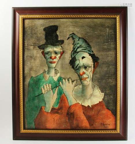 P. Antoine, Clowns, Oil on Canvas