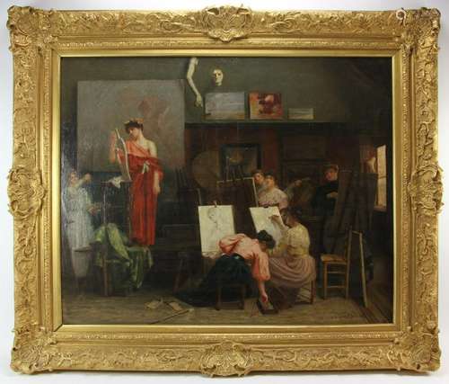 Albert Edouard, Art Students, Oil on Canvas