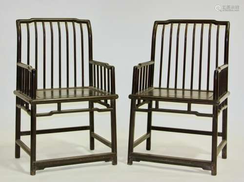 Pair of Zitan Wood Rose Chairs