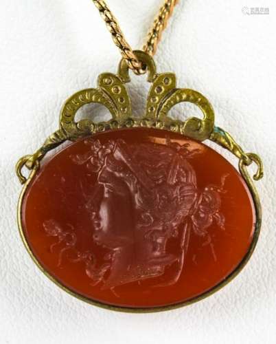 Antique GrecoRoman Style Intaglio Necklace Pendant