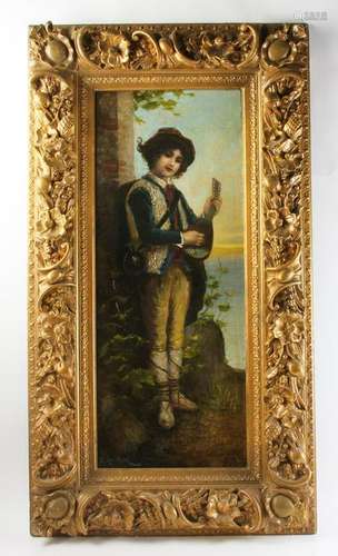 19thC Italian School, Boy with Mandolin