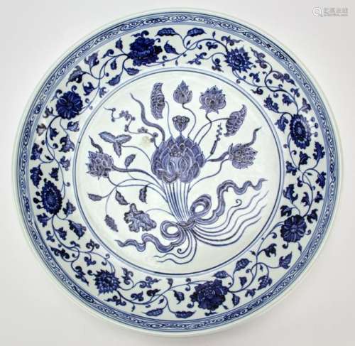 Large Chinese Blue and White Charger