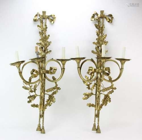 Pair of French Style Brass Wall Sconces