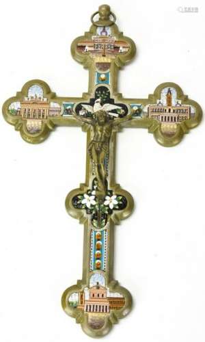 Large Antique Italian Micro Mosaic Crucifix