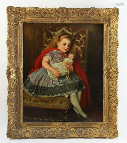 Oliver Signed, Child Holding Doll, Oil on Canvas