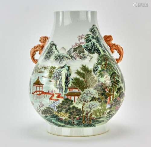 Chinese Famille Rose Hundred Deer Vase