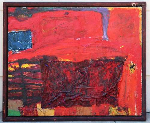 Anton Henning, Red Abstract, Oil on Canvas