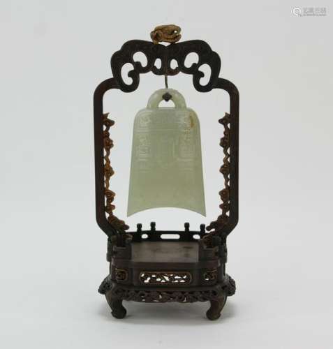 18thC Chinese White Jade Bell