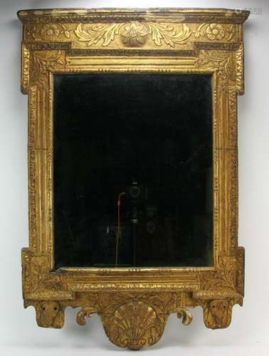 18thC English Queen Anne Giltwood Mirror