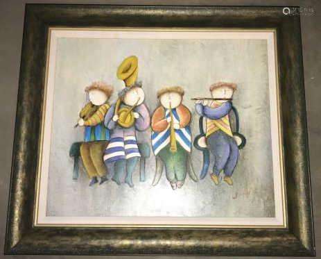 Signed Painting of Musicians by J Roybal