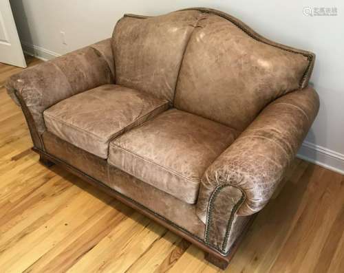 Distressed Leather Love Seat Sofa by Lexington
