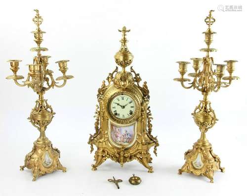 19th C French Gilt Bronze Garniture Set