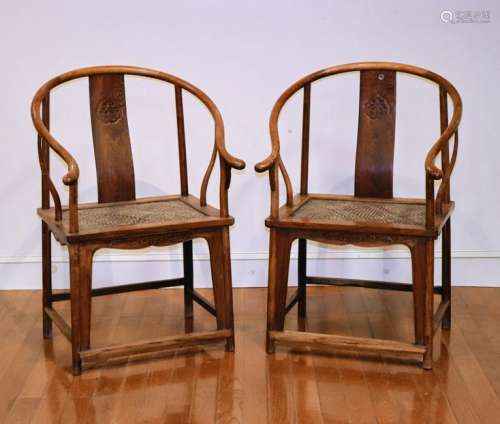 Pair of Chinese Huanghuali Armchairs