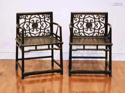 Pair of Chinese Zitan Chairs