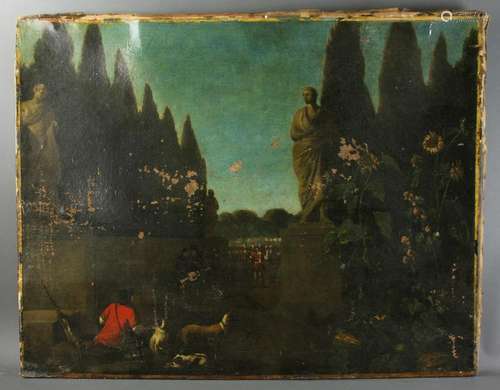 17/18thC European School Garden, Oil on Canvas