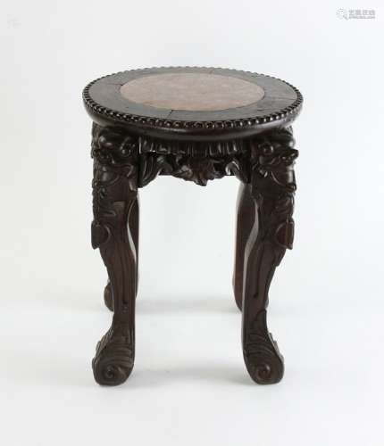 19thC Chinese Marble Top Tabouret Table