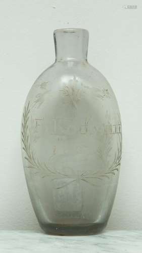 French Etched Bottle, 1809, F Rousselle