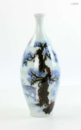 20thC Red, Blue and White Porcelain Vase