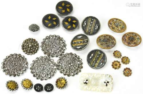 Large Collection of 19th C Cut Steel Buttons
