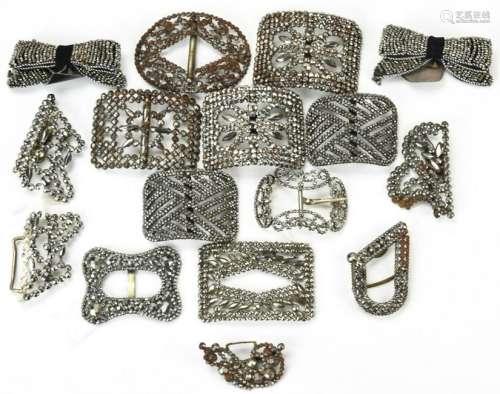 Large Collection of 19th C Cut Steel Buckles