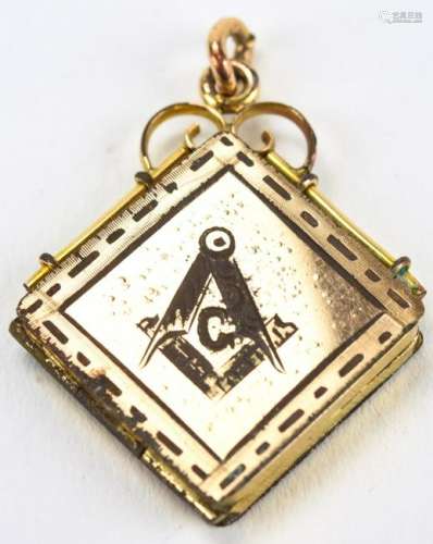 Antique Gold Filled Masonic Locket Pendant