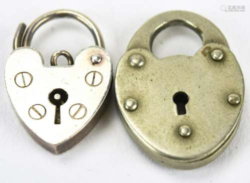 Antique Sterling & Silver Heart Padlock Charms