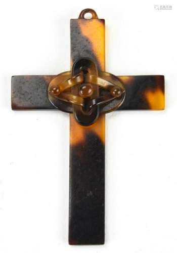Vintage Faux Tortoise Cross Pendant
