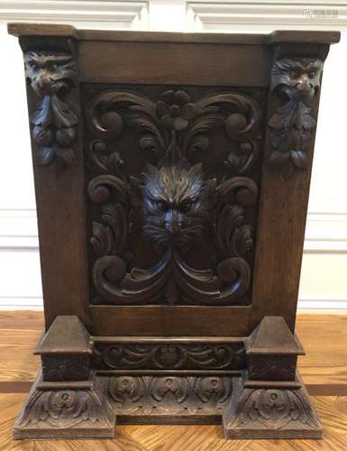 Gothic Revival Carved Umbrella Stand Gargoyles