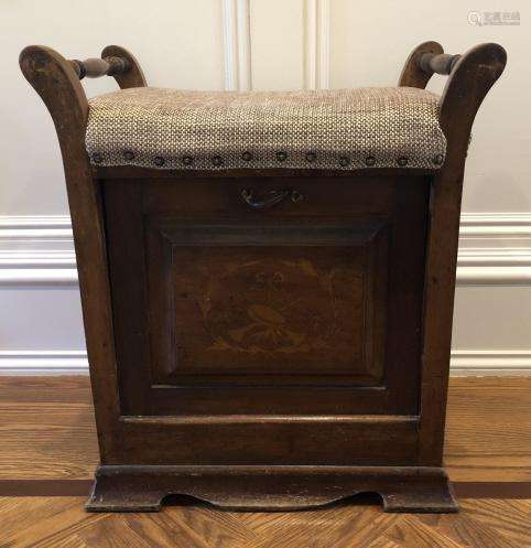 Antique Arts + Crafts Marquetry Bench Storage