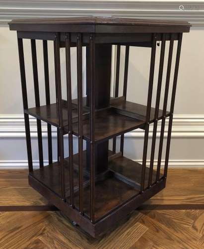 English Regency Rotating Library Book Stand Table