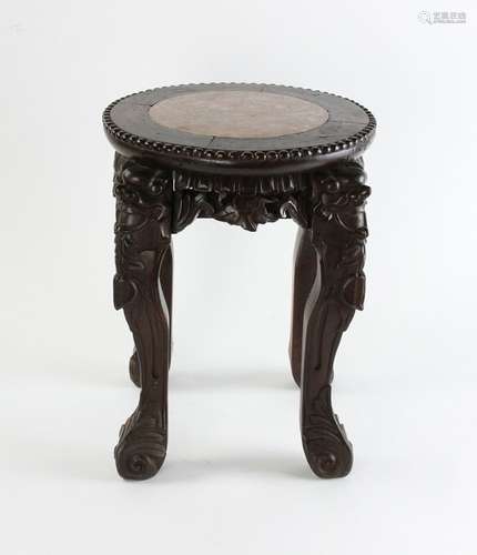 19thC Chinese Marble Top Tabouret Table