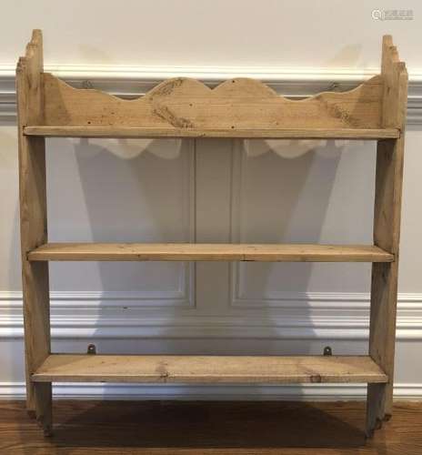 Rustic Pine Carved Wall Shelf