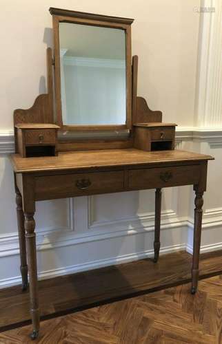 Edwardian Carved Oak Mirrored Console