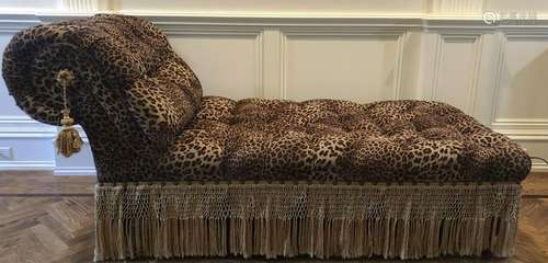 Custom Hollywood Regency Tufted Chaise Lounge