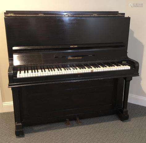 Vintage British Gors & Kranz Ebony Upright Piano