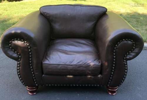 Oversized Rolled Arm Leather Club Chair