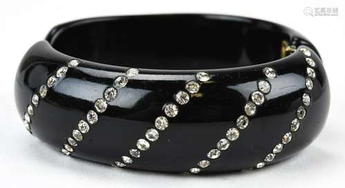 Vintage 1960 Black Acrylic Rhinestone Bracelet