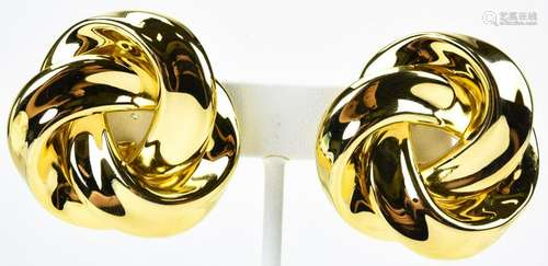 Vintage 1980s Gilt Knot Form Earrings