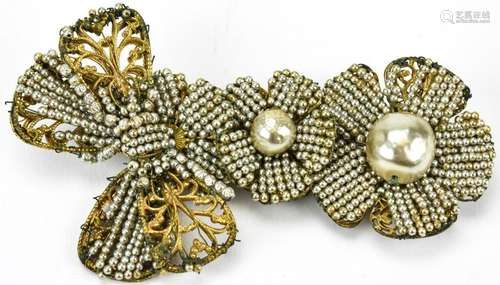 Vintage Miriam Haskell Seed Pearl Brooch