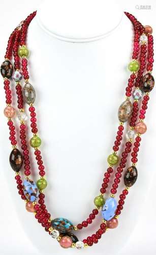 Vintage Murano Art Glass Gold Fleck Necklace