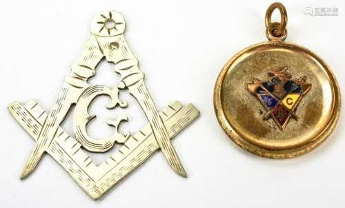 Antique Masonic Sterling & Gold Filled Pendants