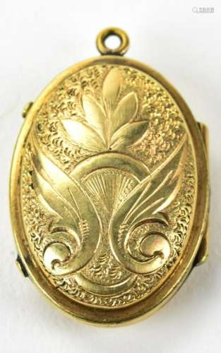 Antique 19th C Gold Filled Necklace Locket Pendant