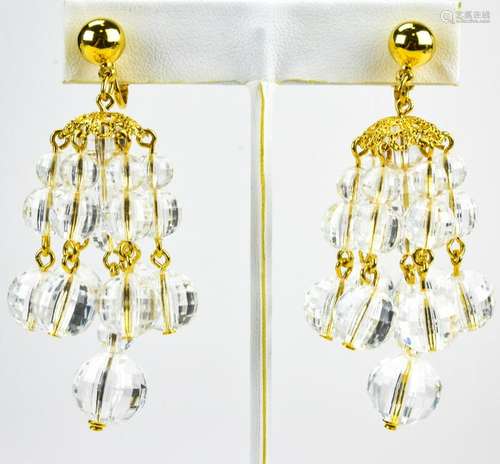 Vintage 1970s Faceted Lucite Chandelier Earrings