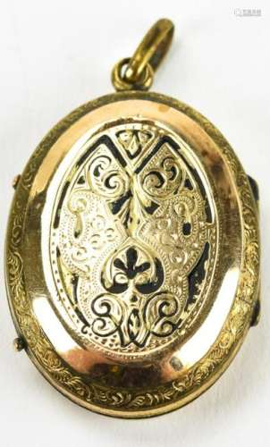 Antique 19th C Gold Front & Back Locket Pendant