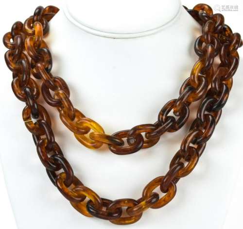 Vintage Faux Tortoise Costume Jewelry Necklace