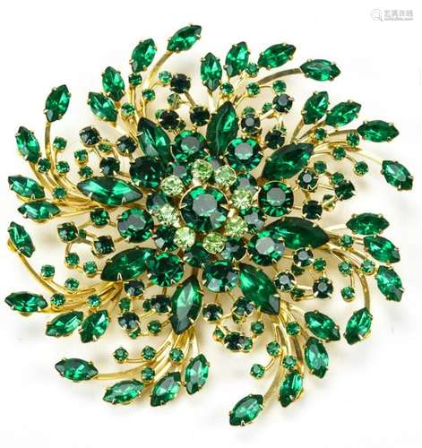 Huge Vintage 1960s Rhinestone Brooch