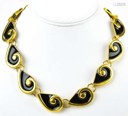 Vintage Rita Frascione Gilt & Enamel Necklace