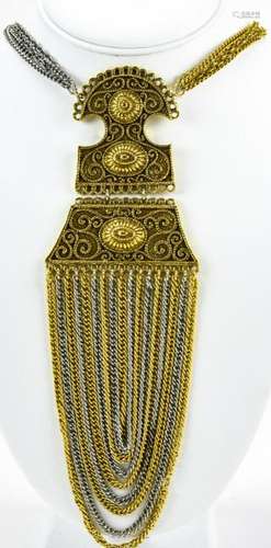 Vintage 1970s Two Tone Chain Fringe Necklace