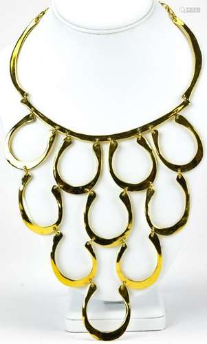 Vintage 1970s Gilt Metal Vendome Necklace